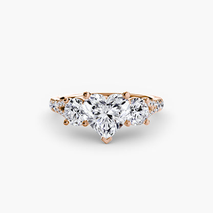 Sparkle Three-Stone Diamond ring with Pavé Band