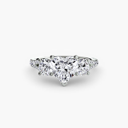 Sparkle Three-Stone Diamond ring with Pavé Band