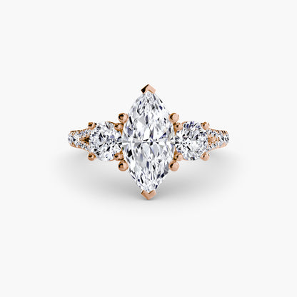 Sparkle Three-Stone Diamond ring with Pavé Band