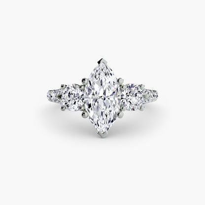 Sparkle Three-Stone Diamond ring with Pavé Band