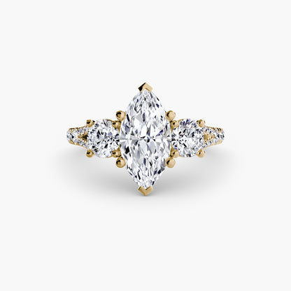 Sparkle Three-Stone Diamond ring with Pavé Band