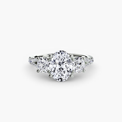 Sparkle Three-Stone Diamond ring with Pavé Band