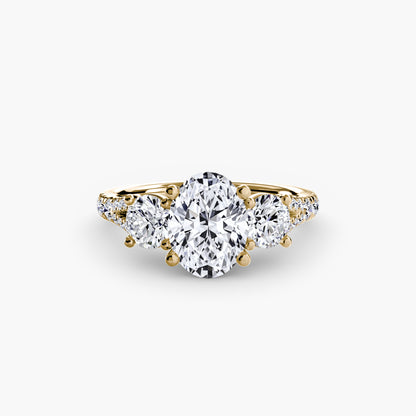 Sparkle Three-Stone Diamond ring with Pavé Band