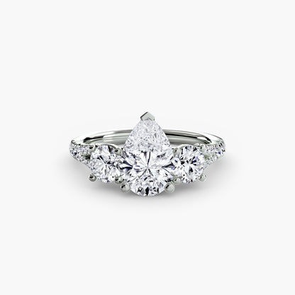 Sparkle Three-Stone Diamond ring with Pavé Band
