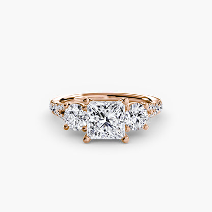 Sparkle Three-Stone Diamond ring with Pavé Band