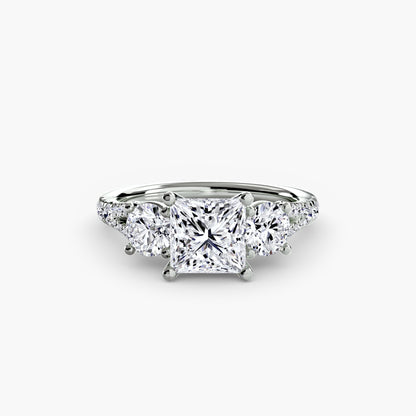 Sparkle Three-Stone Diamond ring with Pavé Band