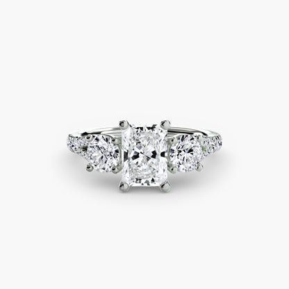 Sparkle Three-Stone Diamond ring with Pavé Band