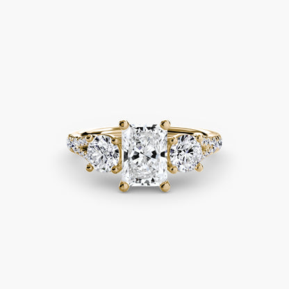 Sparkle Three-Stone Diamond ring with Pavé Band