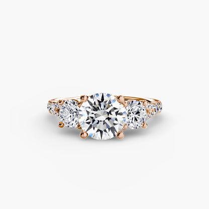 Sparkle Three-Stone Diamond ring with Pavé Band