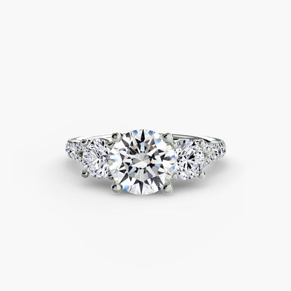 Sparkle Three-Stone Diamond ring with Pavé Band
