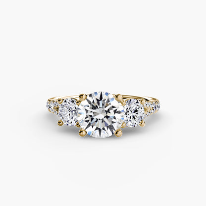 Sparkle Three-Stone Diamond ring with Pavé Band