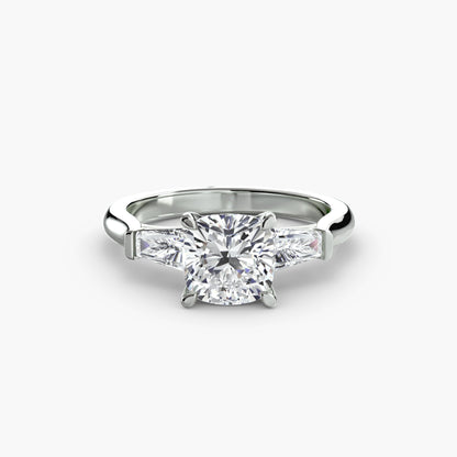 Three-Stone Ring with Baguette Side Stones