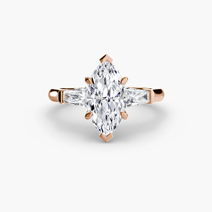 Three-Stone Ring with Baguette Side Stones