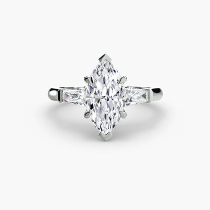 Three-Stone Ring with Baguette Side Stones