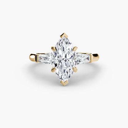 Three-Stone Ring with Baguette Side Stones