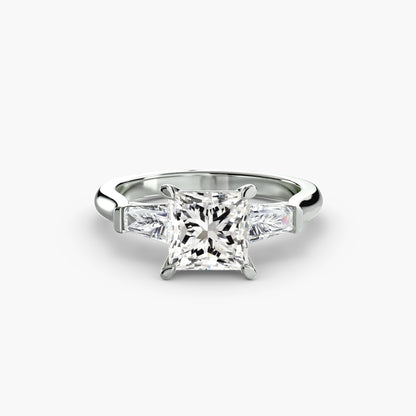 Three-Stone Ring with Baguette Side Stones