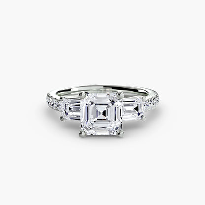 Astoria Three-Stone Ring with Pavé Band