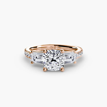 Astoria Three-Stone Ring with Pavé Band