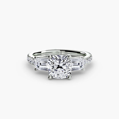 Astoria Three-Stone Ring with Pavé Band