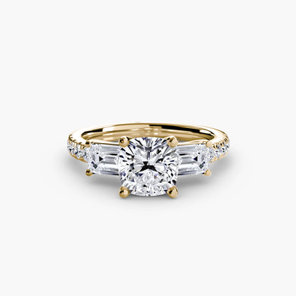 Astoria Three-Stone Ring with Pavé Band