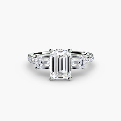 Astoria Three-Stone Ring with Pavé Band