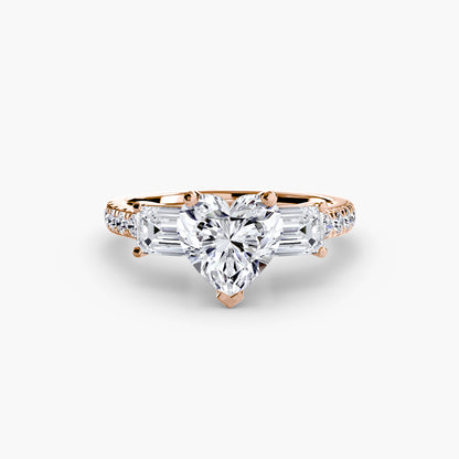 Astoria Three-Stone Ring with Pavé Band