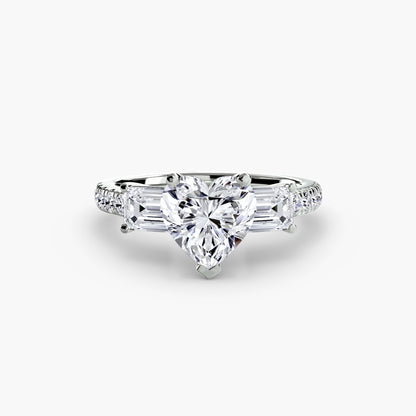Astoria Three-Stone Ring with Pavé Band