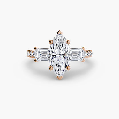 Astoria Three-Stone Ring with Pavé Band