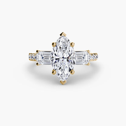 Astoria Three-Stone Ring with Pavé Band