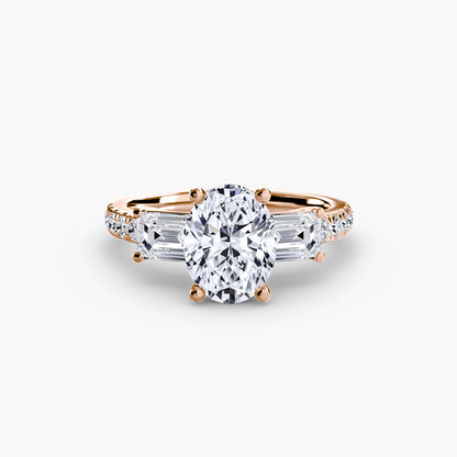 Astoria Three-Stone Ring with Pavé Band