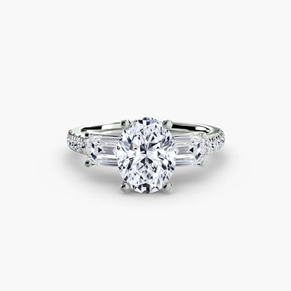 Astoria Three-Stone Ring with Pavé Band