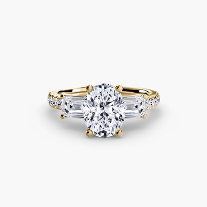 Astoria Three-Stone Ring with Pavé Band