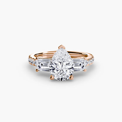 Astoria Three-Stone Ring with Pavé Band