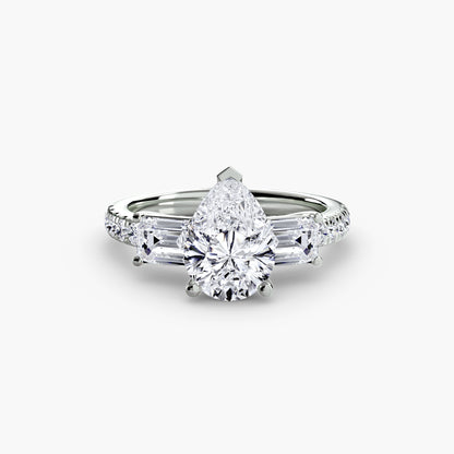 Astoria Three-Stone Ring with Pavé Band