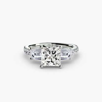 Astoria Three-Stone Ring with Pavé Band