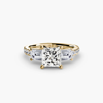 Astoria Three-Stone Ring with Pavé Band