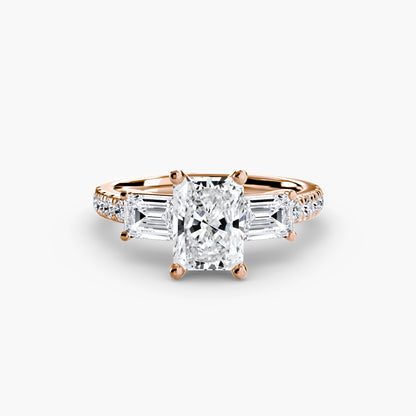 Astoria Three-Stone Ring with Pavé Band