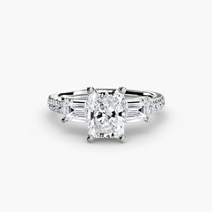 Astoria Three-Stone Ring with Pavé Band