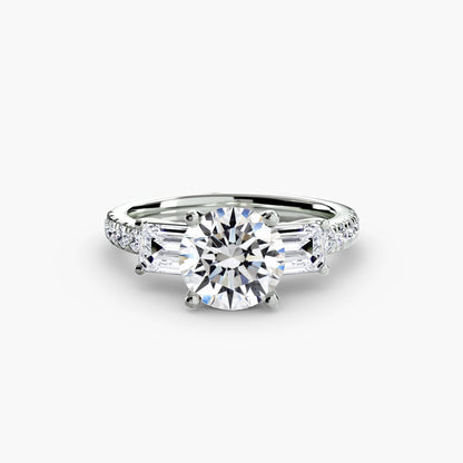 Astoria Three-Stone Ring with Pavé Band