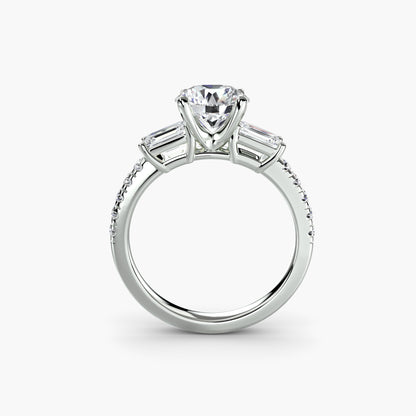 Astoria Three-Stone Ring with Pavé Band