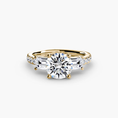 Astoria Three-Stone Ring with Pavé Band