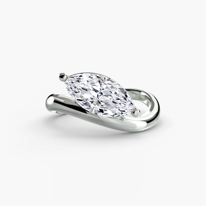 Marquise diamond asymetrical wave ring