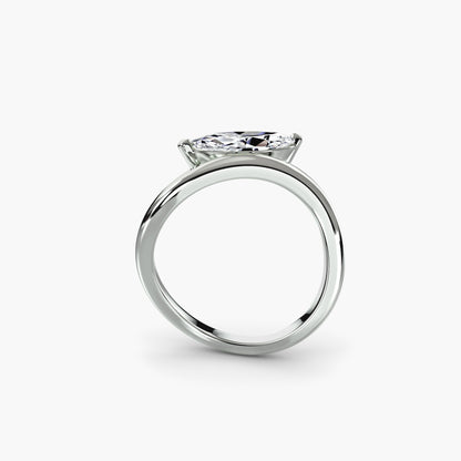 Marquise diamond asymetrical wave ring