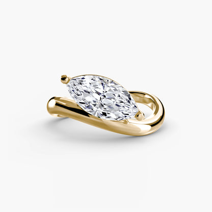 Marquise diamond asymetrical wave ring