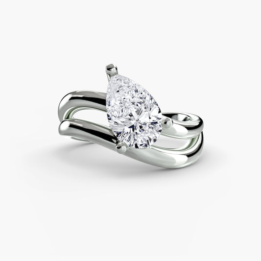The Wave Ring with pear shape diamond