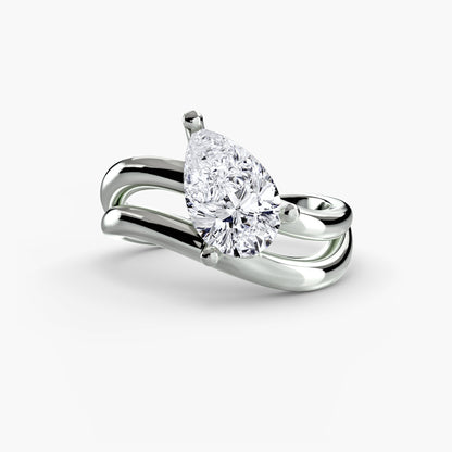 The Wave Ring with pear shape diamond