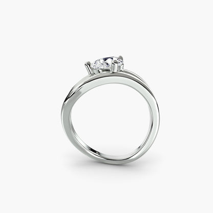 The Wave Ring with pear shape diamond