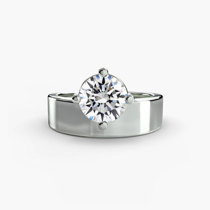 Wide Band off set Dimaond Solitaire ring
