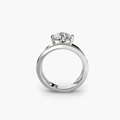 Wide Band off set Dimaond Solitaire ring