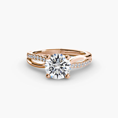 The Split Shank asymmetrical diamond Pavé Solitaire
